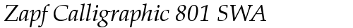 Zapf Calligraphic 801 SWA Italic truetype font
